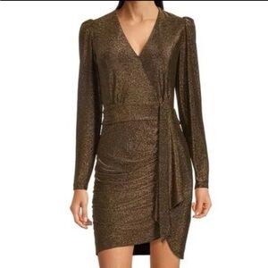 Alex Marie Shimmering Brown Long Sleeve Dress